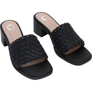 Women's Fylicia Woven Block Heel Sandal Black US 9M